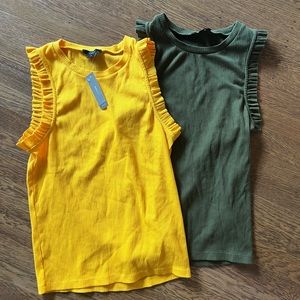 J Crew Ribbed ruffle tank bundle